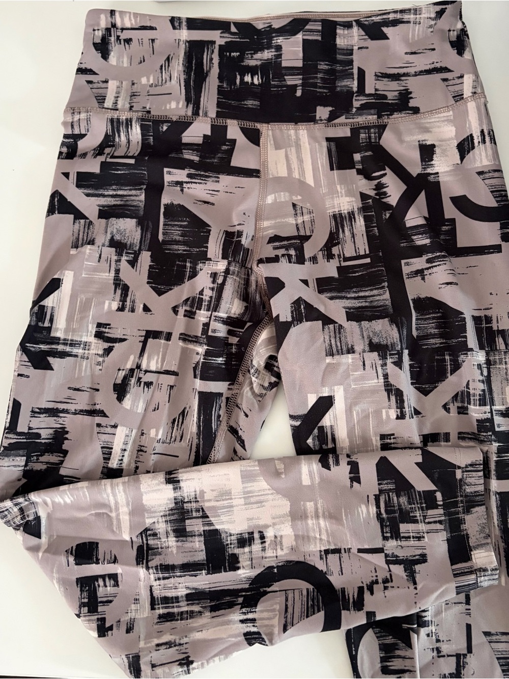 Calvin Klein Printed Active Leggings in Taupe and Black